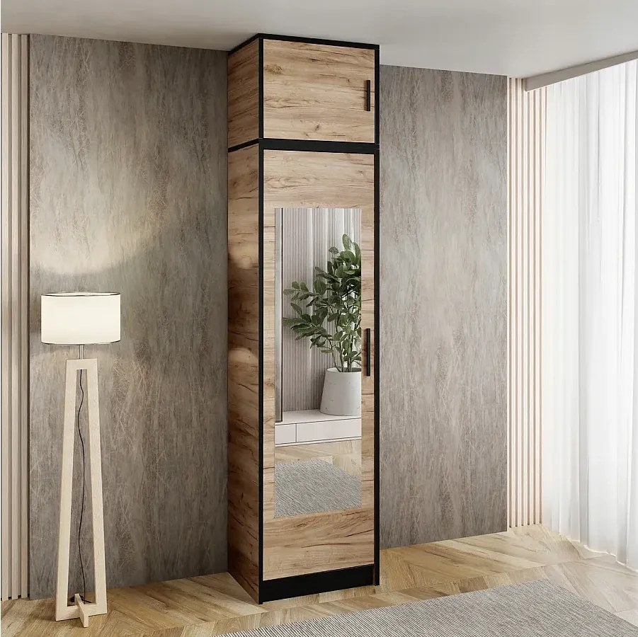 Szafa jednodrzwiowa DIOR dąb craft złoty 1D z nadstawką