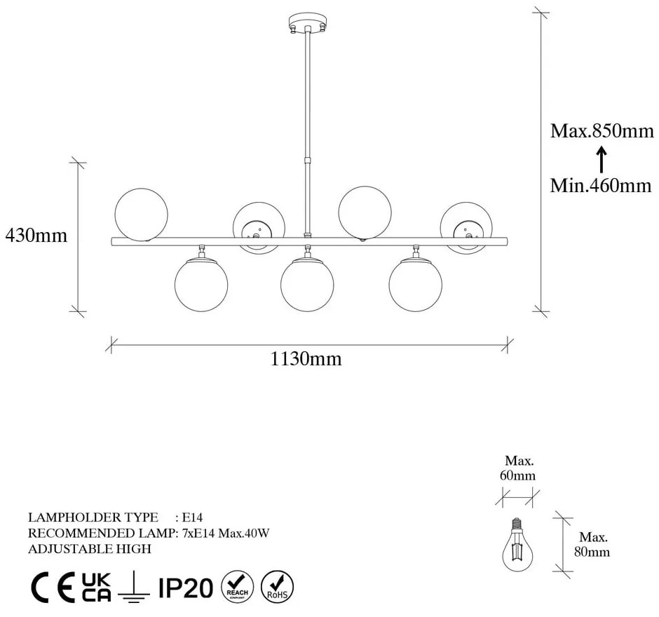 Lampa sufitowa w biało-złotym kolorze ze szklanym kloszem 40x113 cm Fazli – Opviq lights