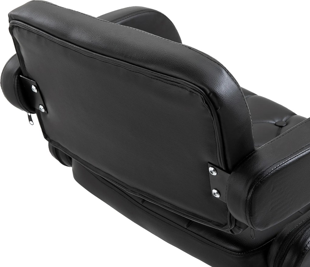 HOMCOM Hoker barowy, regulowany, obrotowy 360°, z metalowym stelażem, oparciem, podnóżkiem, 61x50x93-113 cm, czarny | Aosom PL