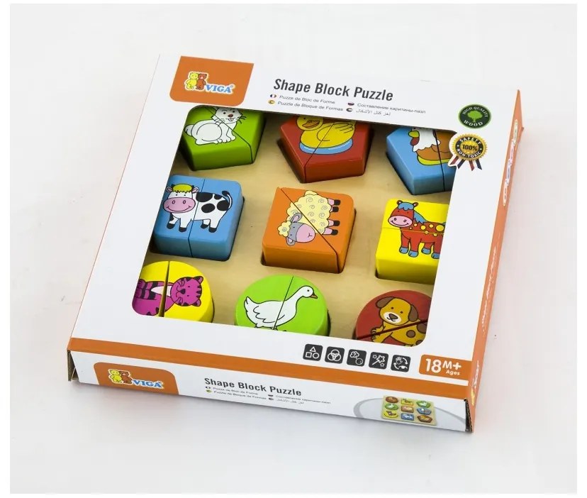 Puzzle edukacyjne drewniane viga zwierzęta