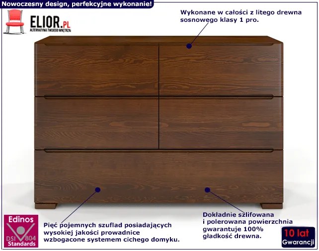 Komoda drewniana 5 szuflad Inca 4S - Orzech
