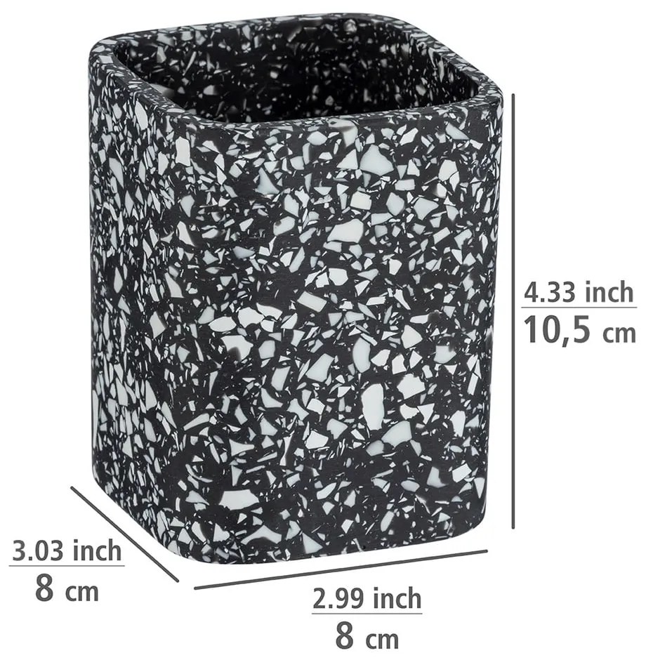 Czarny kubek na szczoteczki Wenko Terrazzo