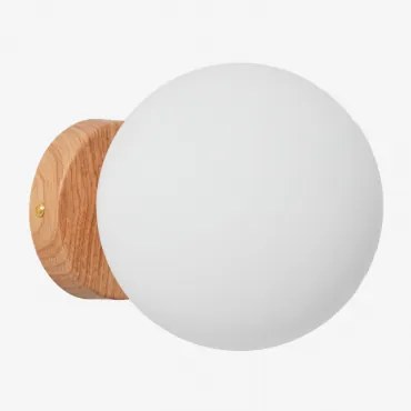 Uvol Traditional Lampa Ścienna Ze Stali Nierdzewnej Z Kryształową Kulą Brązowy Naturalne Drewno - Sklum