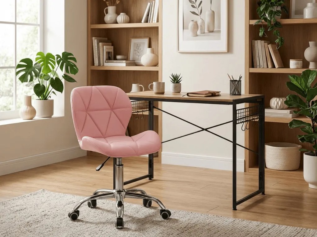 PROMOCJA Różowy fotel biurowy AVOLA z eko skóry II. gatunek