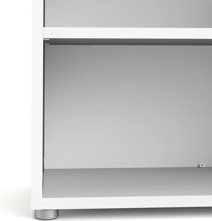 Niski regał do biura z dwoma półkami Prima biały