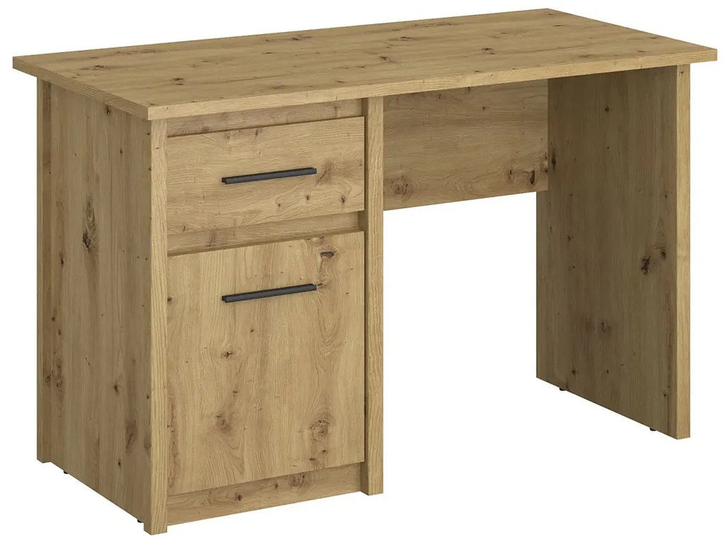 Biurko Z Szufladą I Zamykaną Szafką Kontenerkiem Dąb Artisan L6-B45