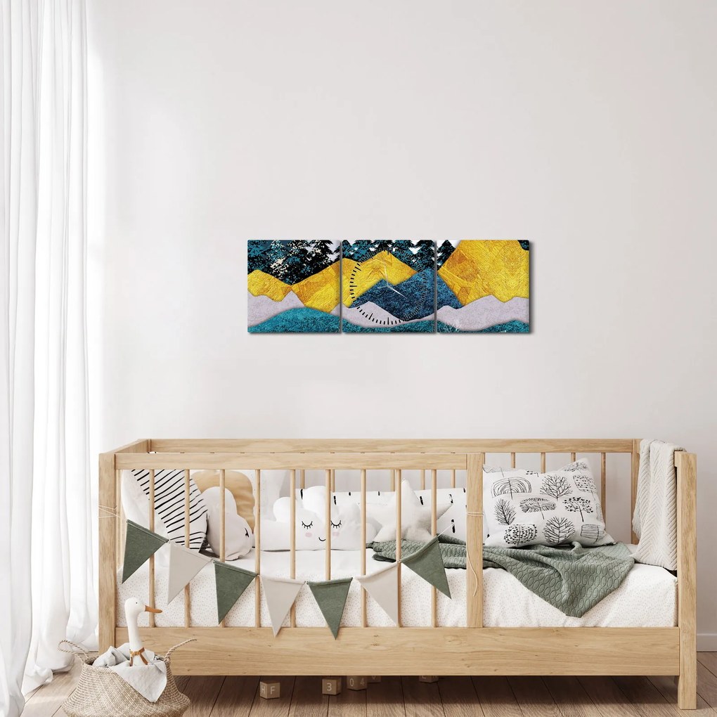 Obraz - Krajobraz polarny (z zegarem) (90x30 cm)