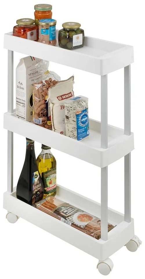 Biały plastikowy regał na kółkach 45x80 cm Mino – Wenko