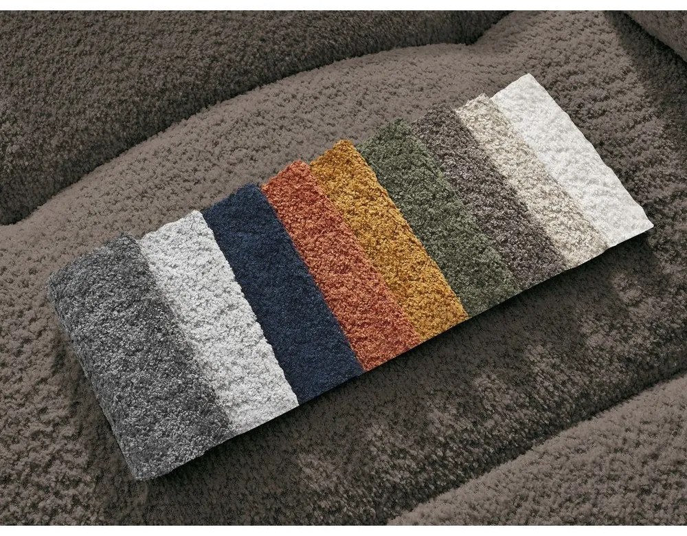 Brązowy rozkładany/ze schowkiem narożnik z materiału bouclé (lewostronny/z szezlongiem) Roxelane – Bobochic Paris