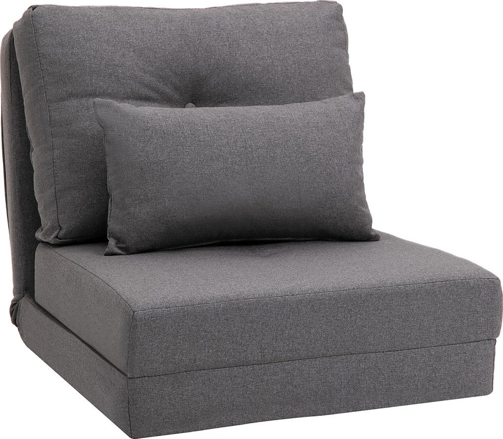 HOMCOM Materac składany 2 w 1 z poduszką wielofunkcyjny do spania ciemnoszary 60x80x56 cm | Aosom PL
