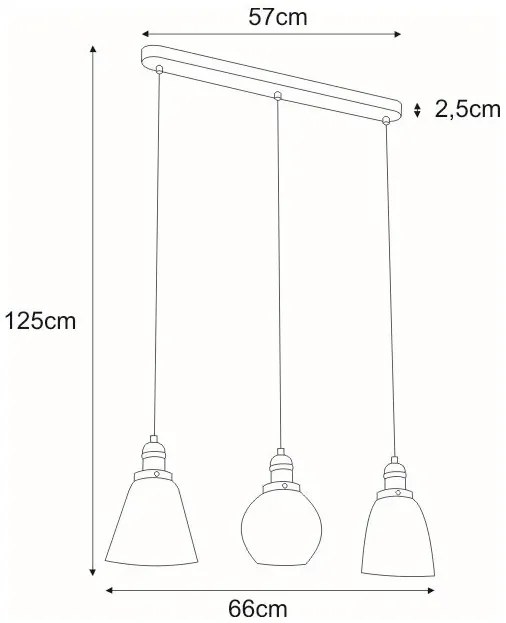 Potrójna lampa wisząca nad wyspę loft - S609 Bedos 3X