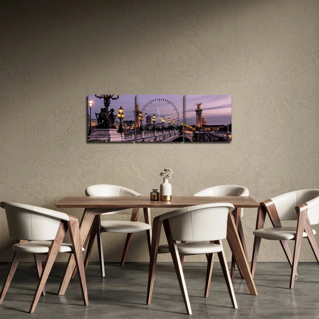 Obraz - Most Aleksandra III. w Paryżu (z zegarem) (90x30 cm)