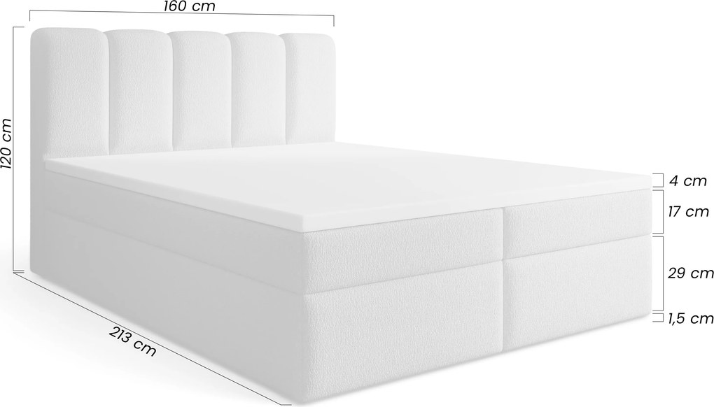 Łóżko kontynentalne Tenor 160x200 z pojemnikami - beżowa bukla Quelle 03