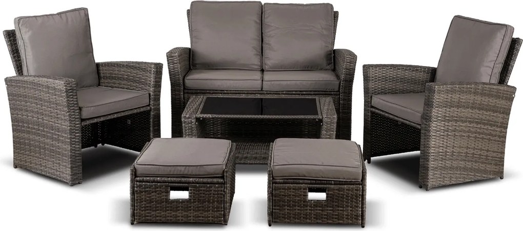 Zestaw mebli ogrodowych technorattan Loren 6-osobowy, kolor szary