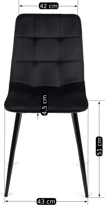 Zestaw Stół Rozkładany SAMER 138-178 cm Dąb/Czarny i 4 Krzesła Tapicerowane PERU Czarne Welurowe