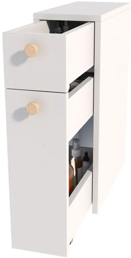 Biała Wąska Szafka Łazienkowa H4-F60
