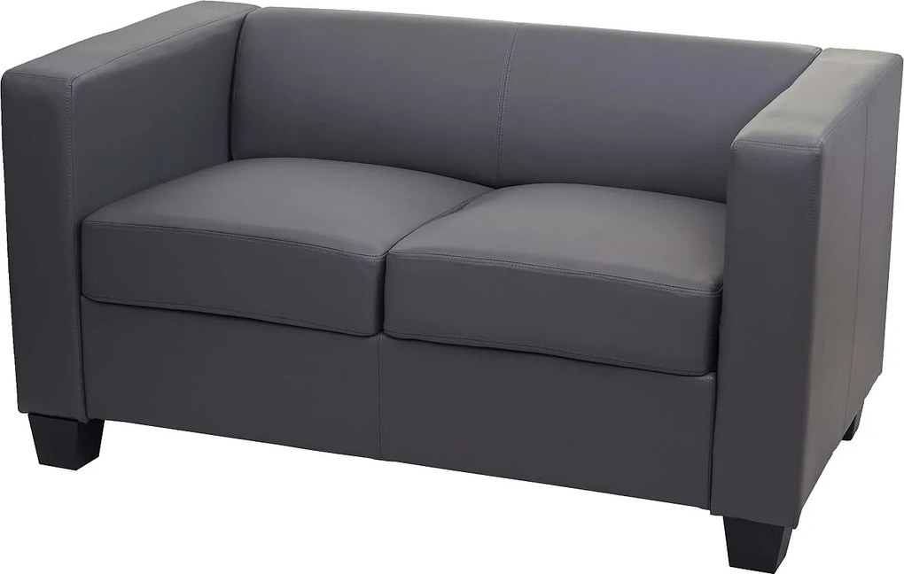 Sofa dwuosobowa Lille,  sztuczna skóra, ciemnoszara