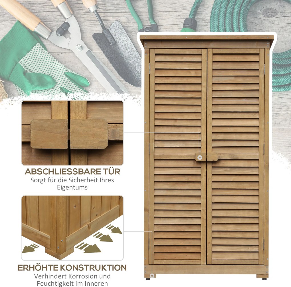 Outsunny® Drewniana Szafa Ogrodowa, Domek Narzędziowy Szopa Ogrodowa