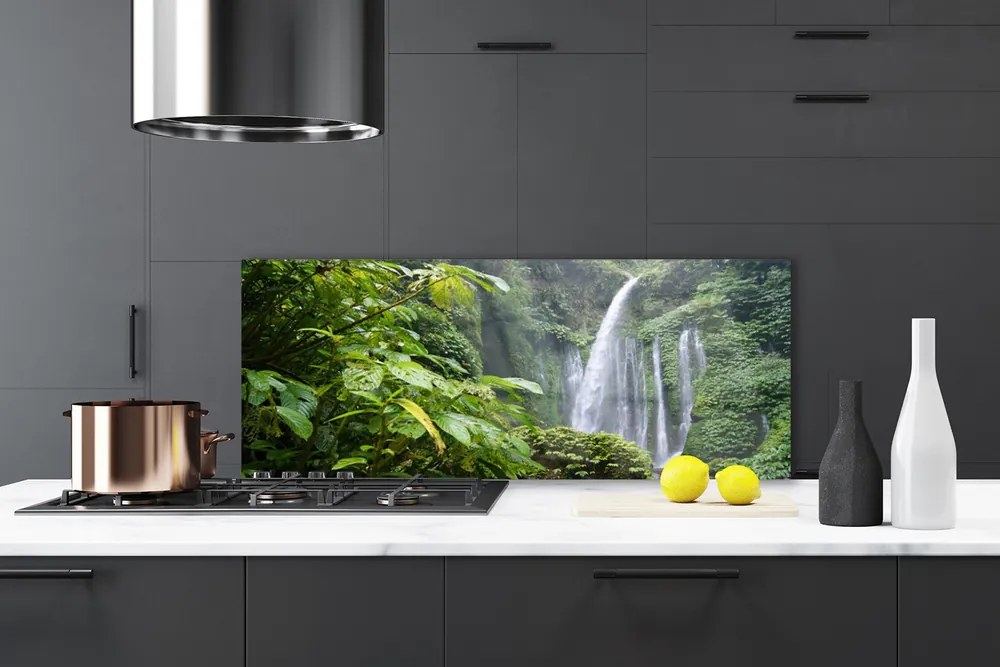 Szkło do Kuchni na Ścianę Orzeźwiający Wodospad Leśny