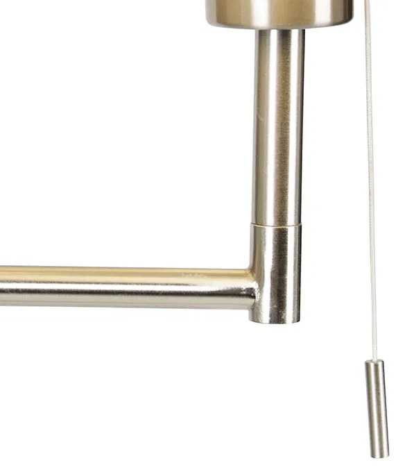 Klasyczna lampa stojąca stalowa z białym regulowanym kloszem - Ladas