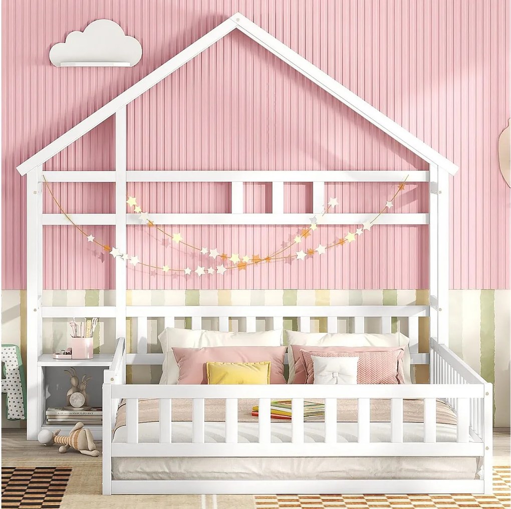 Łóżko kabinowe 140 x 200 cm – sosna – białe – materac nie jest wliczony w cenę