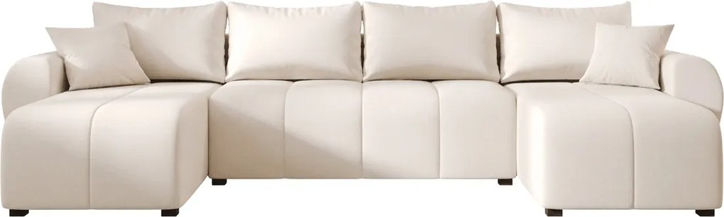 Rozkładana sofa narożna w kształcie U SEVIO 311x145 cm, kremowa + 2 poduszki GRATIS