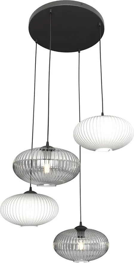 Nowoczesna lampa wisząca grafit + opal - D175 K0-Z78