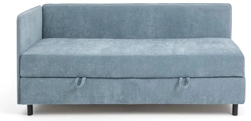 Niebieskie tapicerowane łóżko jednoosobowe ze schowkiem i materacem 90x200 cm Avela – Bonami Selection