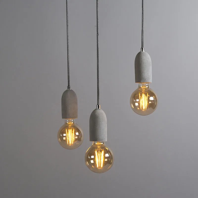 Industrialna lampa wisząca z betonu szarego - Cava 3 Nowoczesny Oswietlenie wewnetrzne