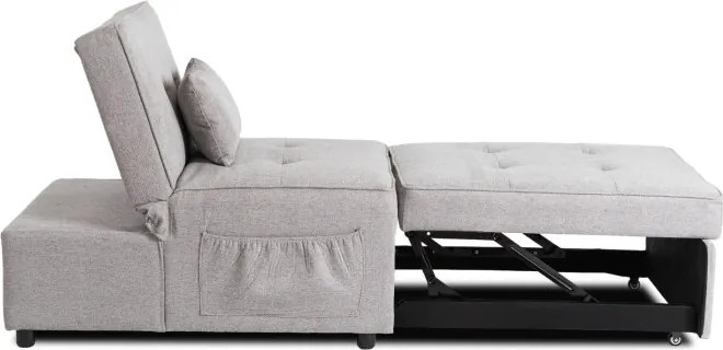 Fotel Wypoczynkowy Rozkładany IBERIS 80 cm Szary Tapicerowany Nowoczesny