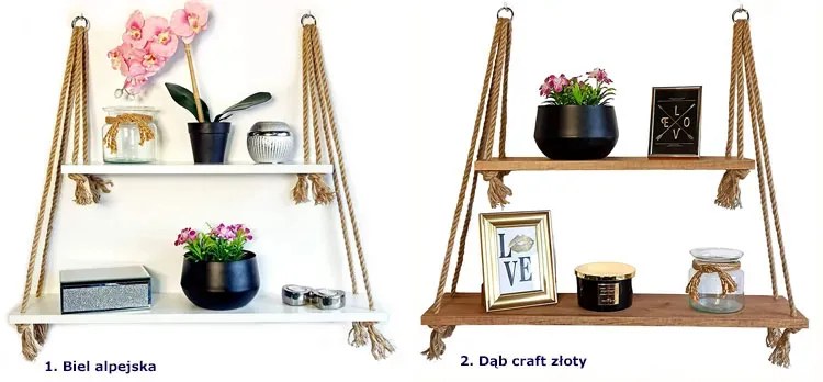 Półka kuchenna w stylu boho dąb craft złoty - Jetta