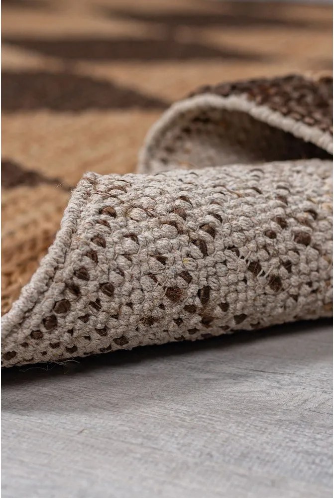 Brązowo-naturalny chodnik z mieszanki juty tkany ręcznie 80x230 cm Effie Diamond – Flair Rugs