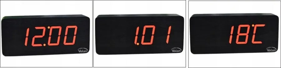 DUŻY ZEGAR Elektroniczny BUDZIK LED Drewniany Cyfrowy Stojący TERMOMETR DAT