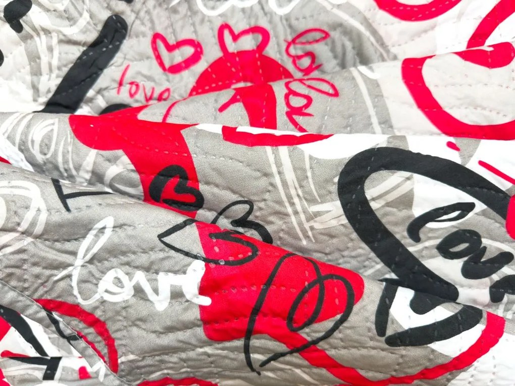 Narzuta na łóżko STREET LOVE, szary Rozmiar: 170 x 210 cm