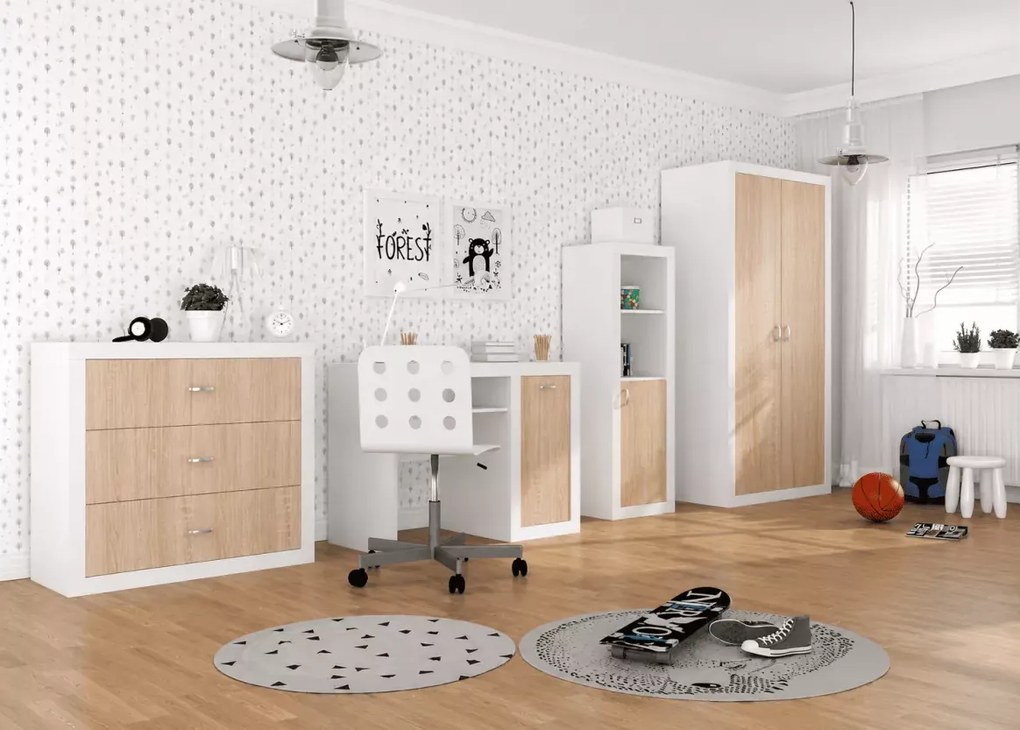 Biurko młodzieżowe Seal kolorowe do pokoju nastolatka z szufladą MDF 105 cm białe
