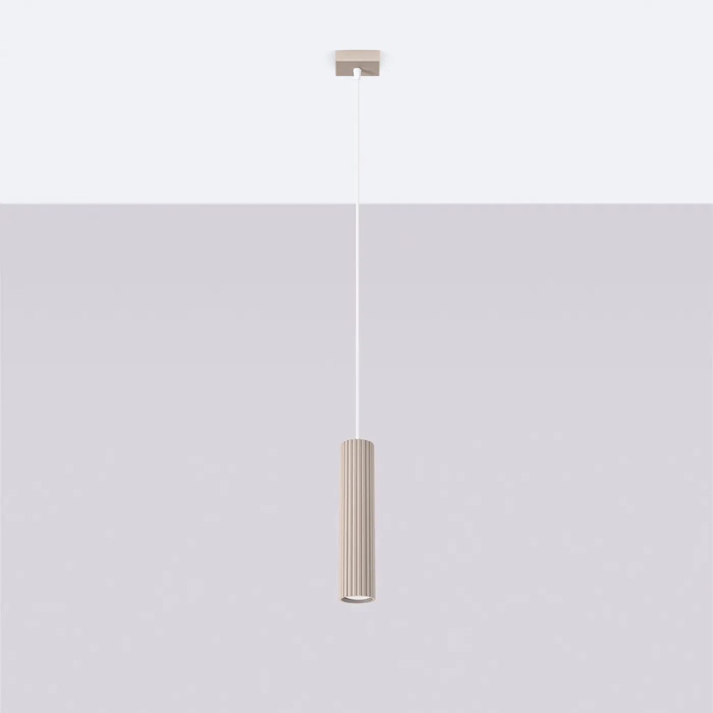 Lampa wisząca KARBON 1 taupe ryflowana SOLLUX  LIGHTING