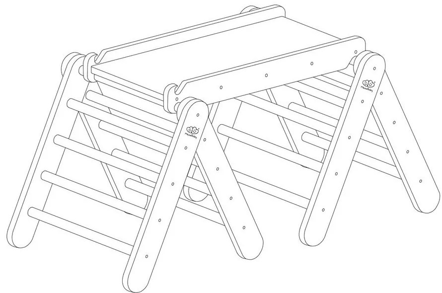 Szaro-naturalna drabinka pikler z litego drewna sosnowego 265x61x60 cm Montessori – Meowbaby