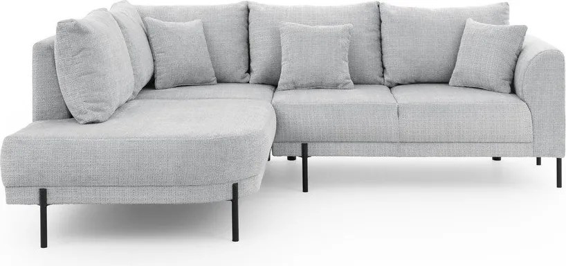 Jasnoszary narożnik z tkaniny szenilowej (lewostronny/w kształcie litery L) Mauris – Ropez