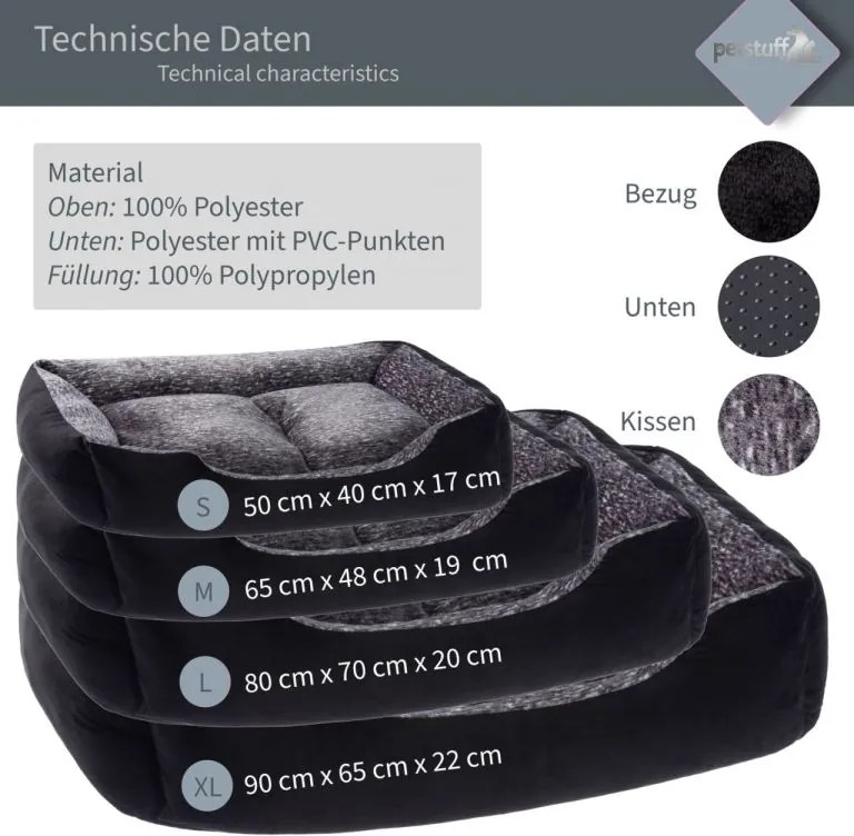 Petstuff Legowisko dla psa, rozmiar M, 65 x 48 x 19 cm, czar