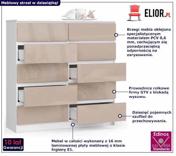 Nowoczesna komoda do salonu biała + cappuccino połysk S4-G53