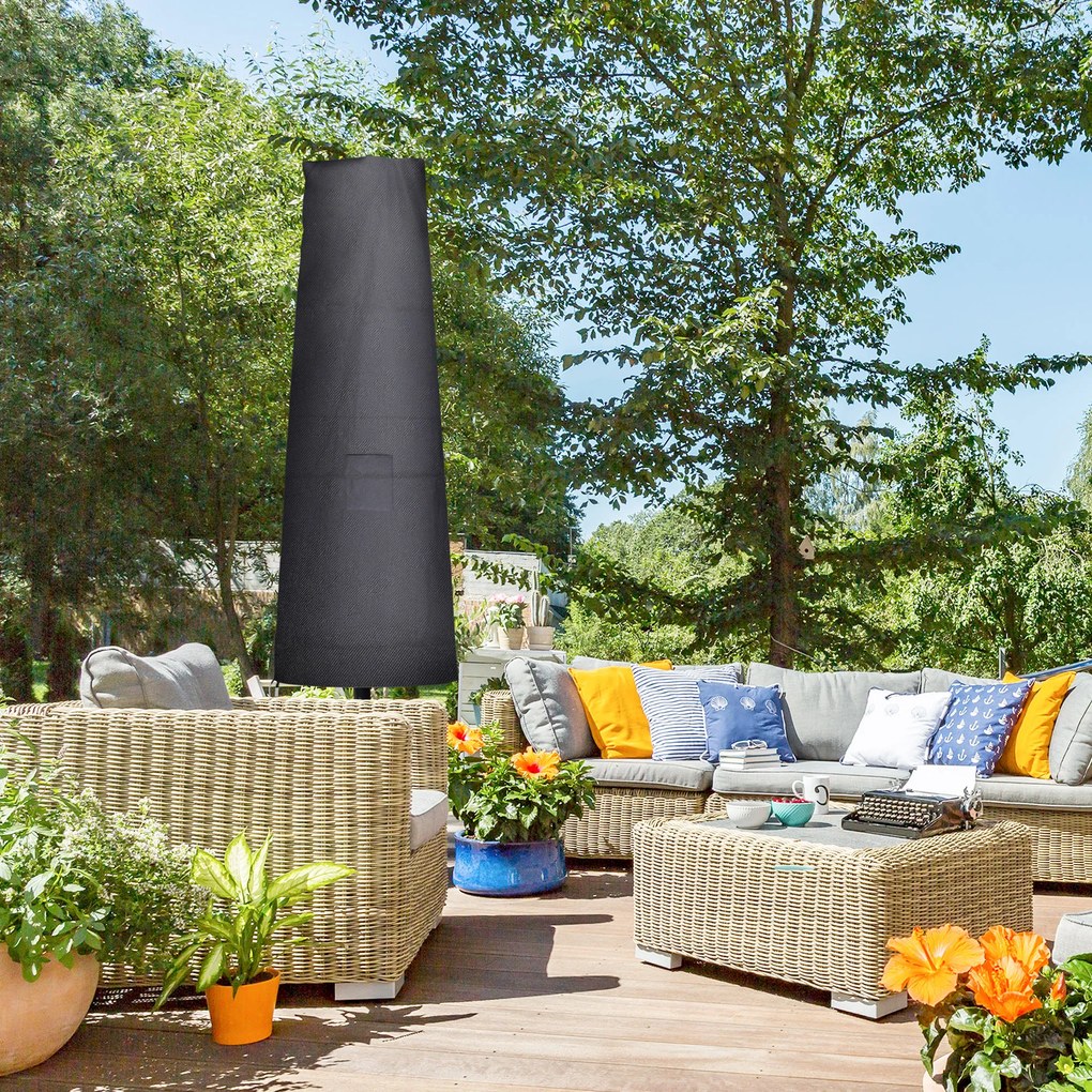 Outsunny Osłona na Parasole, Pokrowiec na Parasole, Odporny na Warunki Pogodowe, z Boczną Kieszenią, Czarny