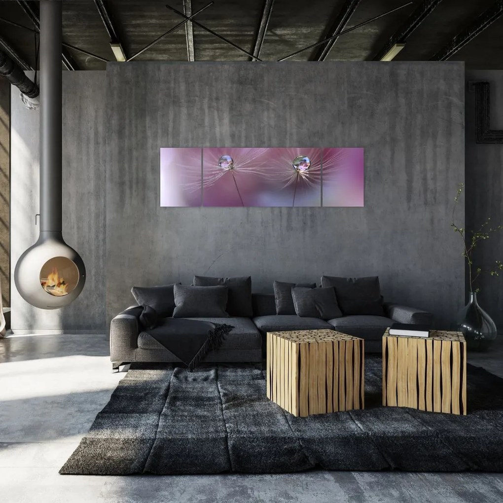 Obraz kropelek na puchu (170x50 cm)