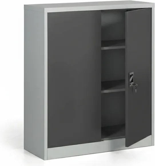 Metalowa szafa, demontowana, 2 półki, 950 x 1150 x 400 mm, ciemnoszara