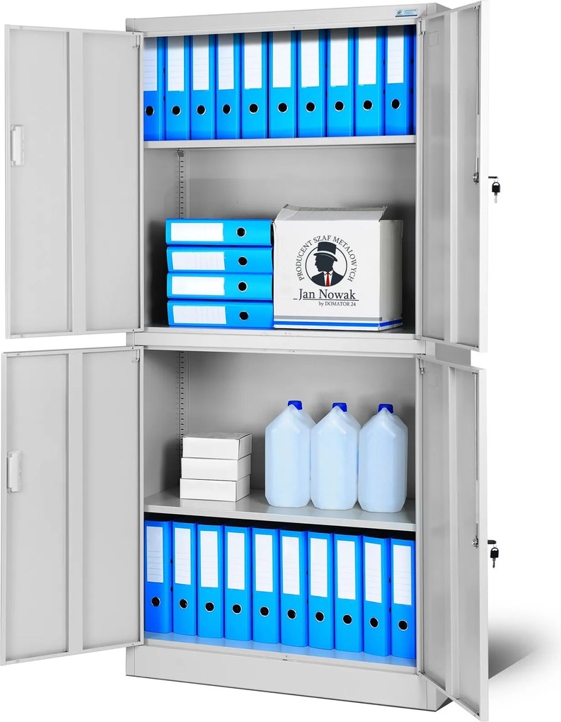 Szafa biurowa czterodrzwiowa Magda 90x40x185 cm szara