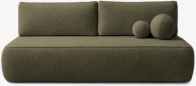 Sofa z Funkcją Spania ARVETO Oliwkowa Boucle Nowoczesna