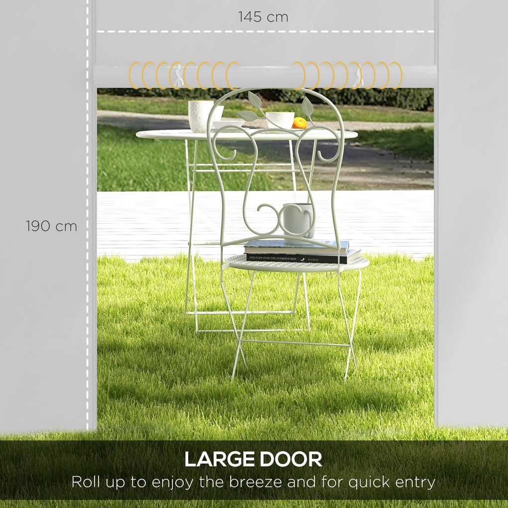 Outsunny Zasłony do Altany, Zestaw 2 szt., do altan ogrodowych 3x6m lub 3x3m, z oknami i drzwiami, Biały