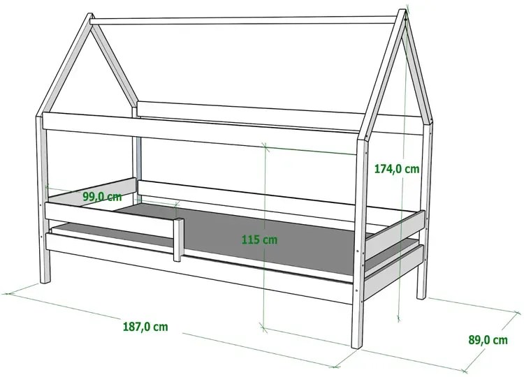 Zielone łóżko dziecięce typu domek - Cubis 3X 180x80 cm