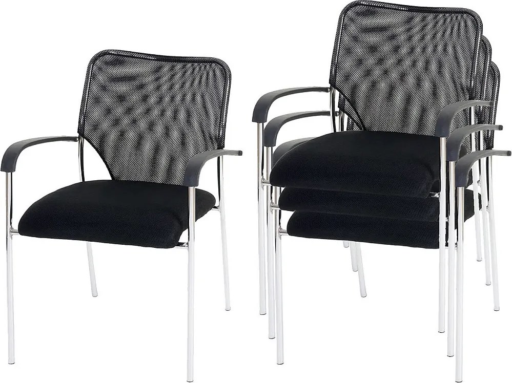 Krzesło dla gości Tucson (zestaw 4 sztuk),  siedzisko czarne, oparcie czarne