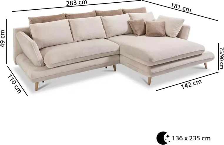 Narożnik MONTE Lewostronny z funkcją spania, pojemnikiem i poduszkami, Sorriso 10 Bordowy WERSAL