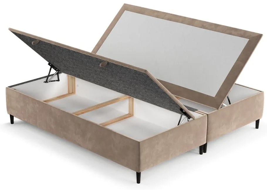 Beżowe tapicerowane łóżko dwuosobowe ze schowkiem 200x200 cm Tate – Maison de Rêve